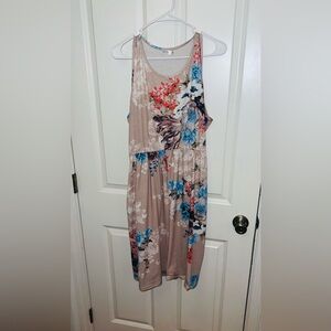 Sleeveless cotton knit dress with pockets XL